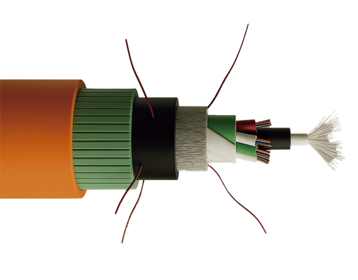 Technical cable structure with textile solutions for energy and telecommunications applications